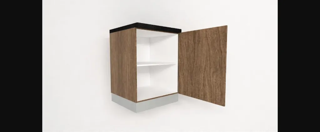 [BUSD1SBR-300] Base Unit 1 Shutter - 1 Shelf with Back Rail (300, Blum, White_1311 Tap, Right)