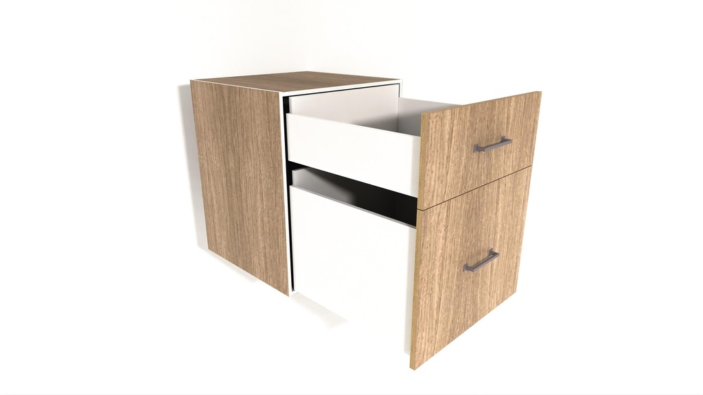[BU2DMXL-750-N] Base Unit 2 Drawer - M,XL - 580D (750, Blum, White_1311 Tap)