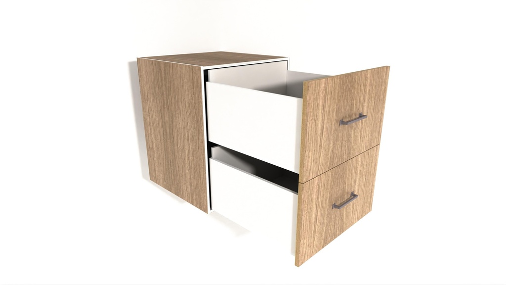 [BU2DLL-750-N] Base Unit 2 Drawer - L,L - 580D (750, Blum, White_1311 Tap)