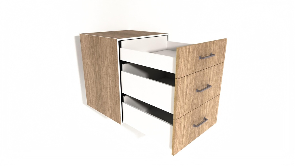 [BU3DMLL-750-N] Base Unit 3 Drawer - M,L,L - 580D (750, Blum, White_1311 Tap)