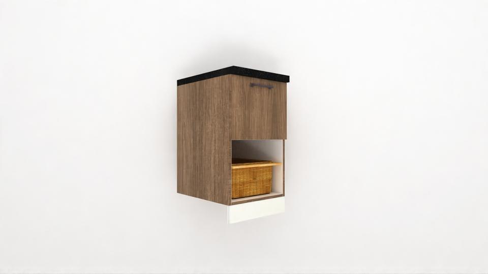 [BU1D1WB-750-N] Base Unit 1 Drawer 1 Wicker Basket - L,L - 580D (750, Blum, White_1311 Tap)