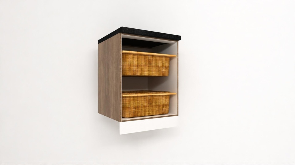 [BU2WB-750-N] Base Unit 2 Wicker Basket - L,L - 580D (750, Blum, White_1311 Tap)