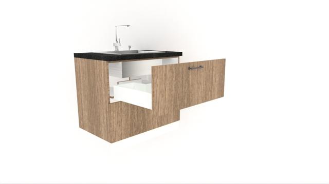 [BUSU-C-Cut Drwr-N] Base Sink Unit with C-Cut Drawer (White_1311 Tap)