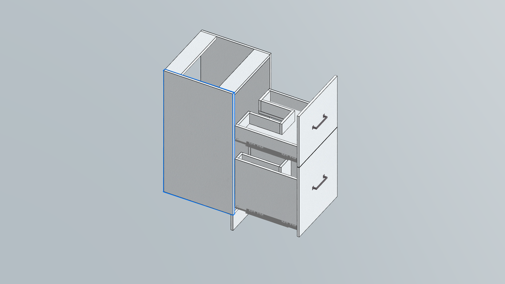 [BUSU-C-Cut Drwr W-N] Base Sink Unit with 2 Wooden Drawer Cutout (White_1311 Tap)