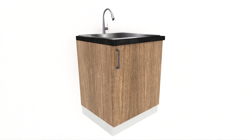 [BUSD1BS-600-N] Base Sink Unit with Single Bowl Sink - 580D (White_1311 Tap)