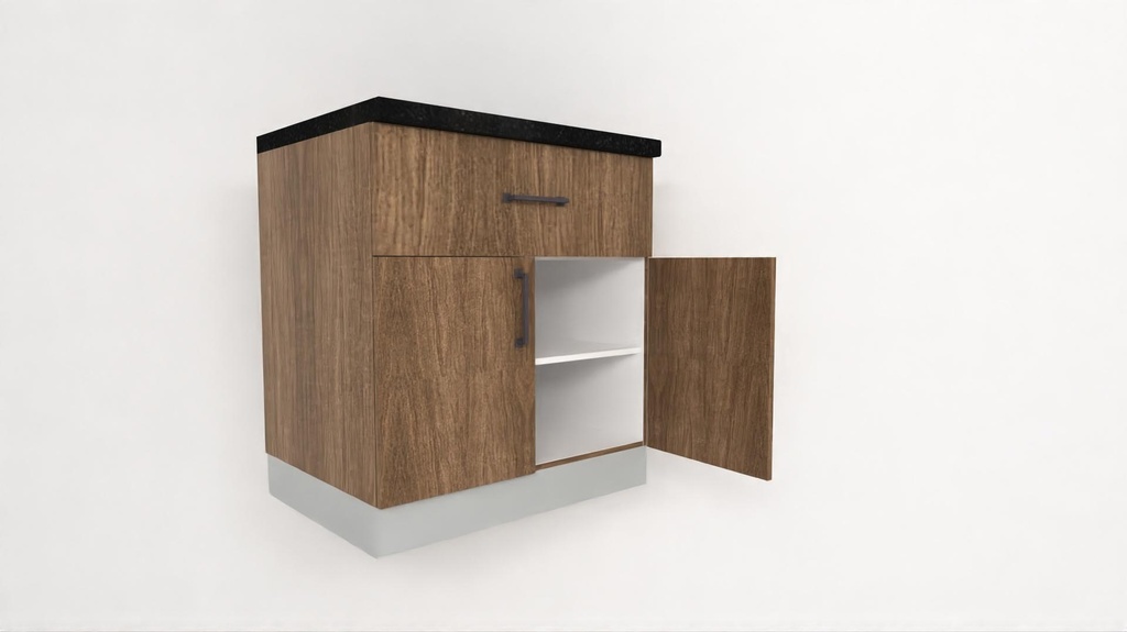 [BUDD1D-800-N] Base Unit 2 Shutter 1 Drawer (800, White_1311 Tap)