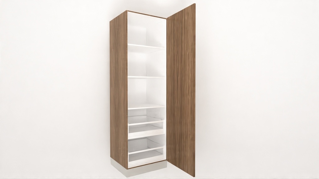 [TU2ID3S-600x2040H] Tall Unit 2 Int Drawer 3 Shelves (2040, White_1311 Tap)