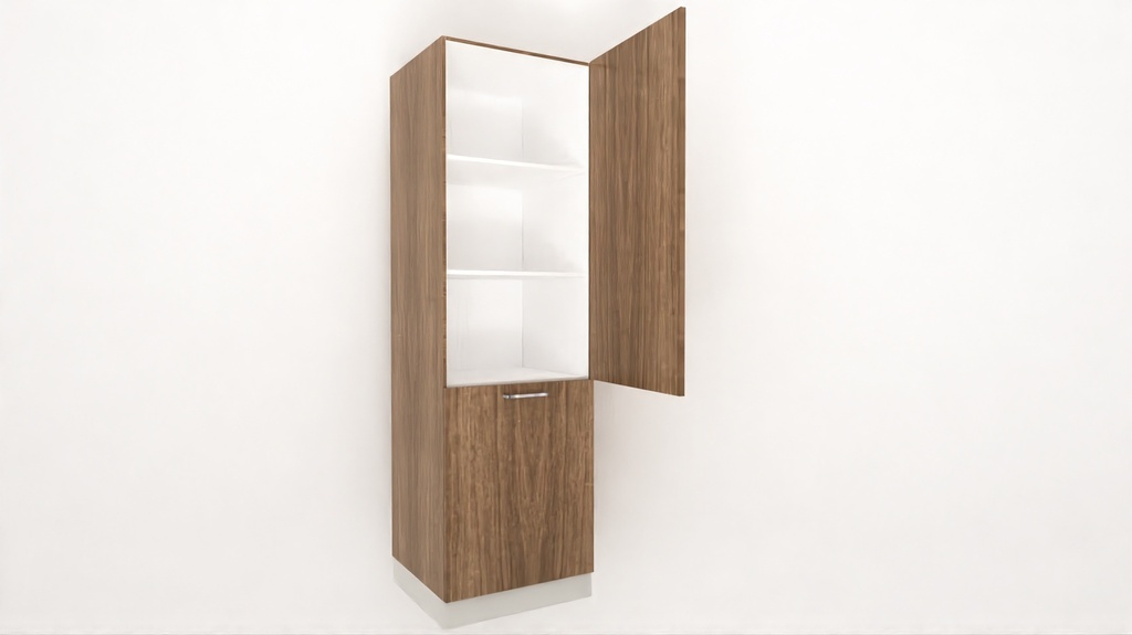 [TU1DG2S-600x2040H] Tall Unit 1 Shutter 2 Shelves Grain Trolley (White_1311 Tap)