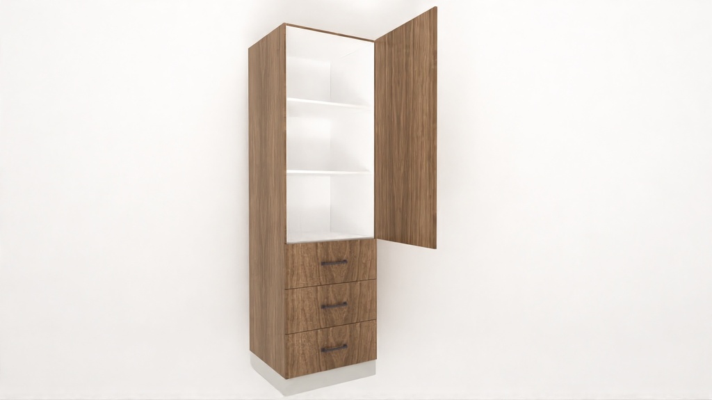 [TU3D2S-600x2040H] Tall Unit 3 Ext Drawer 2 Shelves (2040, White_1311 Tap)