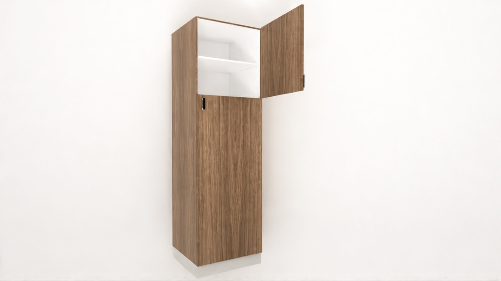[TUSDS4S-300x2040H] Tall Unit 1 Split Door 4 Shelves_Top 600H (300, White_1311 Tap)