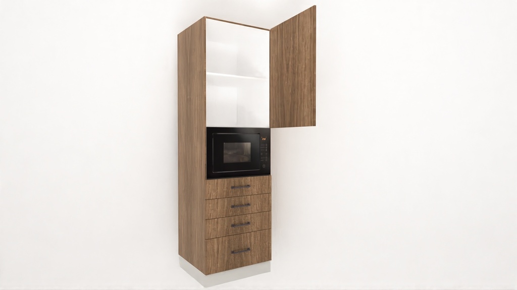 [TUBIM4DSSSM-600x2040H] Tall Unit Built-In-Microwave 4 Ext Dwr Unit - S,S,S,M (White_1311 Tap)
