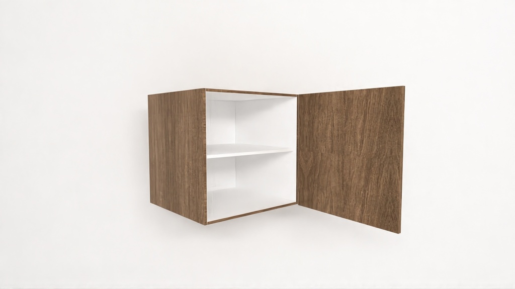 [WUSD1SWH-450-N] Wall Unit 1 Shutter Wooden Shelves Without Handle (450, White_1311 Tap)