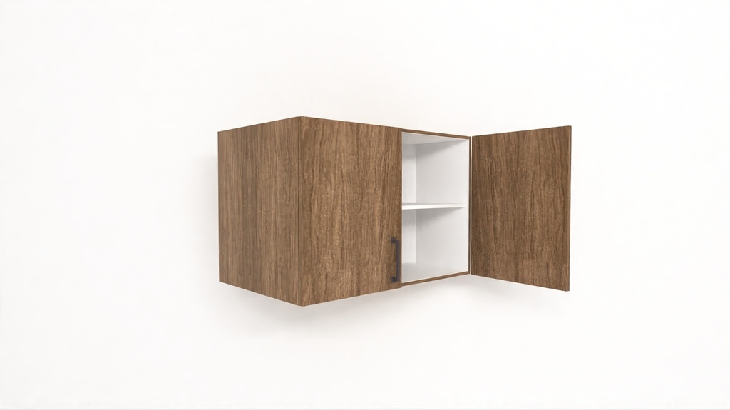 [WUDD1S-700-N] Wall Unit 2 Shutter Wooden Shelves (700, White_1311 Tap)